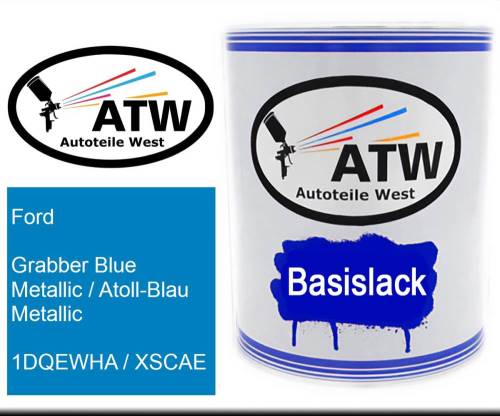 Ford, Grabber Blue Metallic / Atoll-Blau Metallic, 1DQEWHA / XSCAE: 1L Lackdose, von ATW Autoteile West.